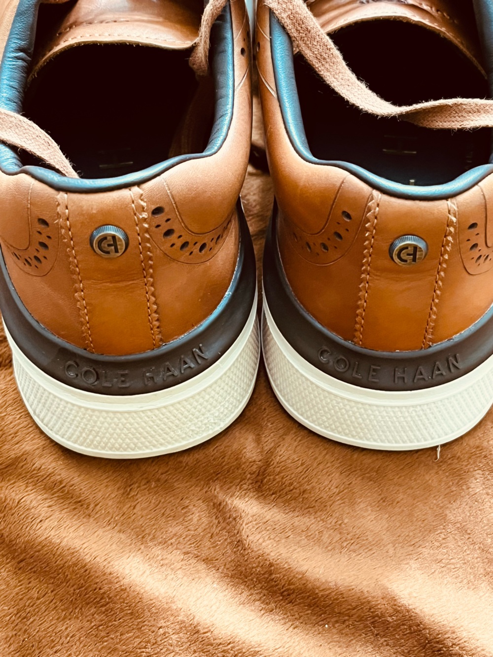 Cole Haan Brown Leather Wingtip Slip-On Sneakers - Picture 3 of 7